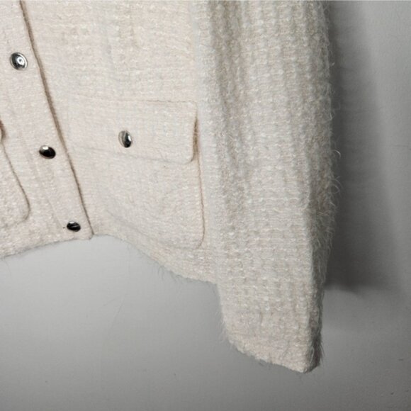 NWT ARKET Cropped Boucle Jacket Sz 6 Off White Textured - Picture 6 of 13